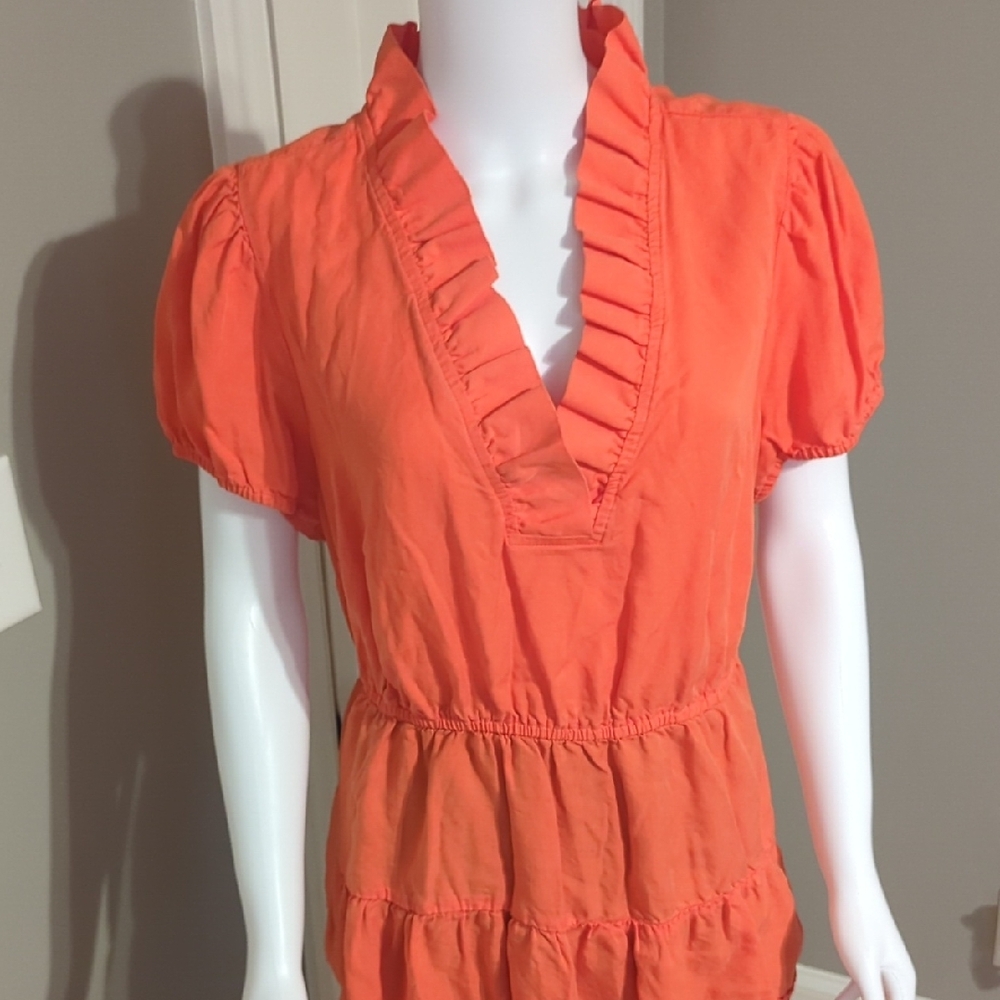crown & ivy Orange Ruffled Top with Black Wide Leg Pants